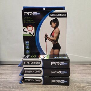 4 Pk, Pro Strength Stretch Cord Resistance Band with Soft Hand Grips Red TPU